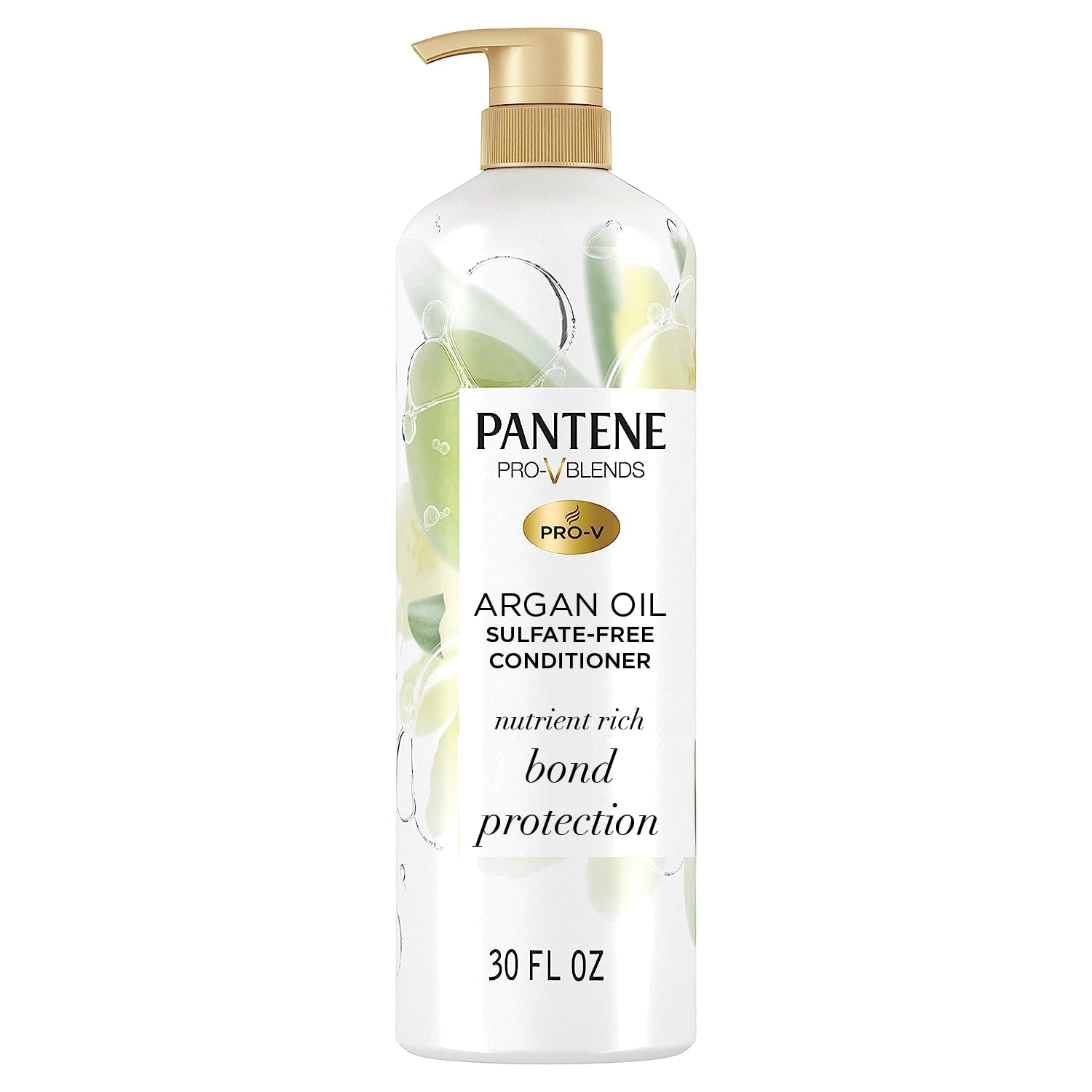 Pantene Argan Oil Conditioner for dry damaged hair, Smoothing and Moisturizing, Nutrient Infused with Vitamin B5, Anti Frizz, Safe for Color Treated Hair, Pro-V Blends, 30.0 oz